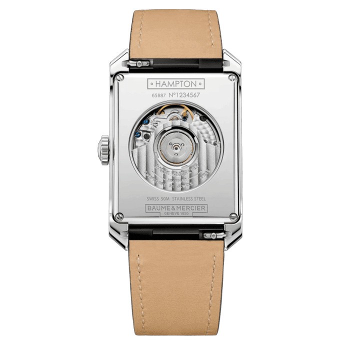 Montre Baume et Mercier Hampton automatique double fuseau bracelet cuir alligator noir
