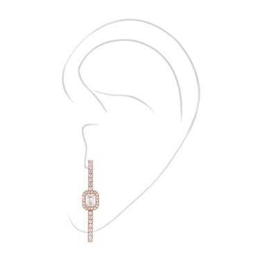 Boucle d'oreille clip Messika My Twin en or rose et diamant émeraude 0,10 carat