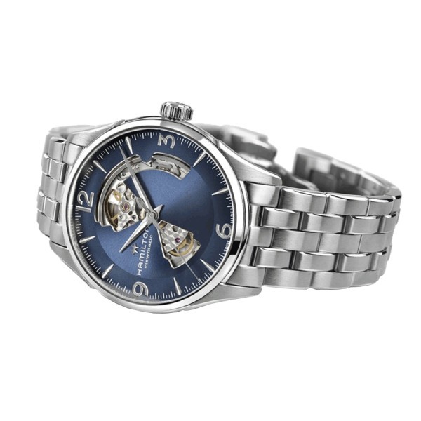 Watch Hamilton Jazzmaster Open Heart automatic blue dial stainless steel bracelet 42 mm H32705141