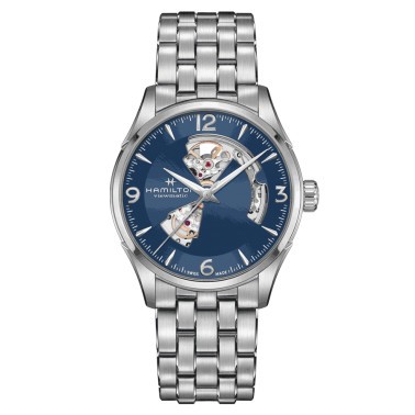 Watch Hamilton Jazzmaster Open Heart automatic blue dial stainless steel bracelet 42 mm H32705141