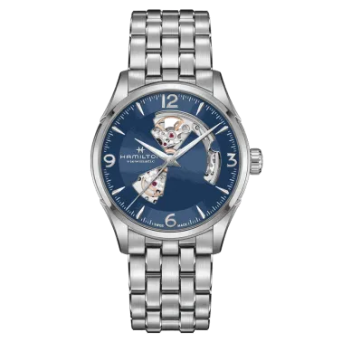 Watch Hamilton Jazzmaster Open Heart automatic blue dial stainless steel bracelet 42 mm H32705141