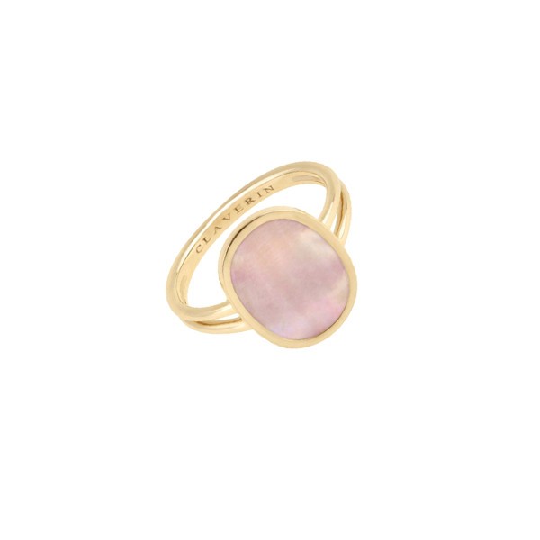 Bague Claverin Organic en or jaune et nacre rose