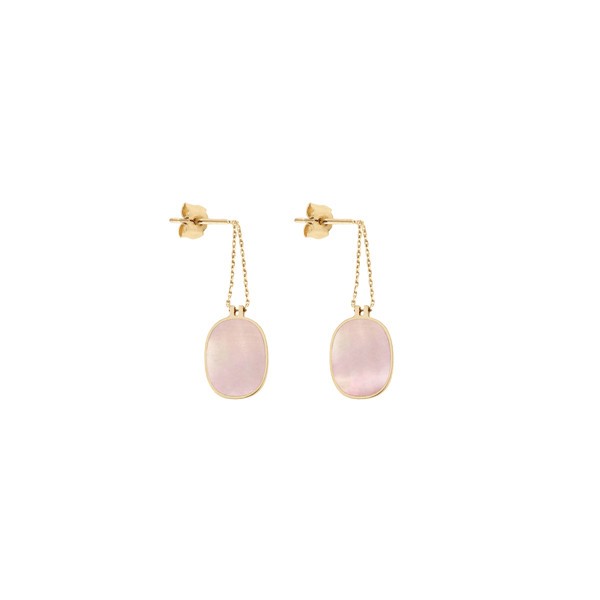 Boucles d'oreilles Claverin Organic en or jaune et nacre rose