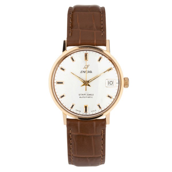 Automatic Enicar watch in 18-carat pink gold 1960s 34 mm