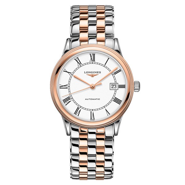 Longines Flagship automatic watch matt white dial bicolor bracelet 40 mm