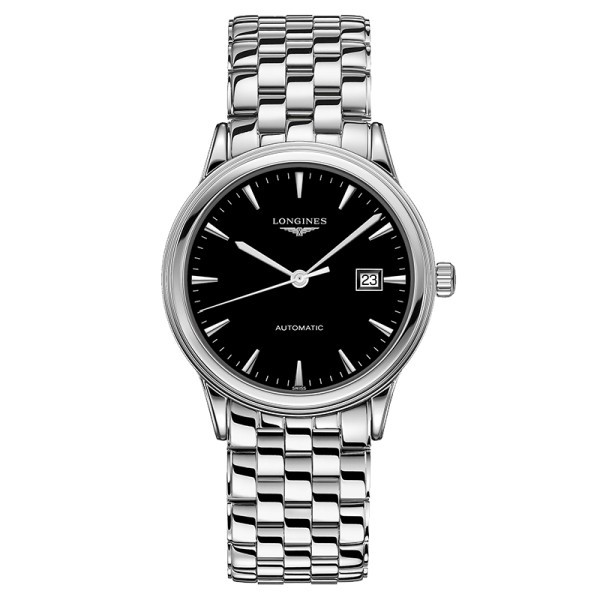 Longines Flagship automatic watch with matt black dial and stainless steel bracelet 40 mm