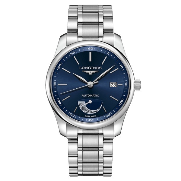 Longines Master Collection automatic power reserve watch blue dial stainless steel bracelet 40 mm