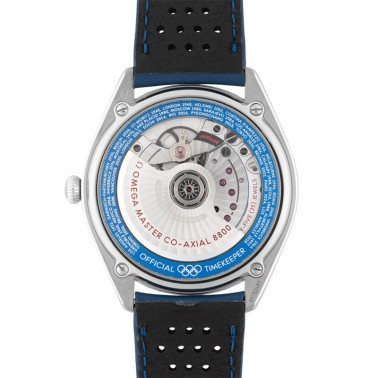 Montre Omega Seamaster Jeux Olympiques cadran blanc bracelet cuir bleu Edition limitée 2032 ex. 39,5 mm