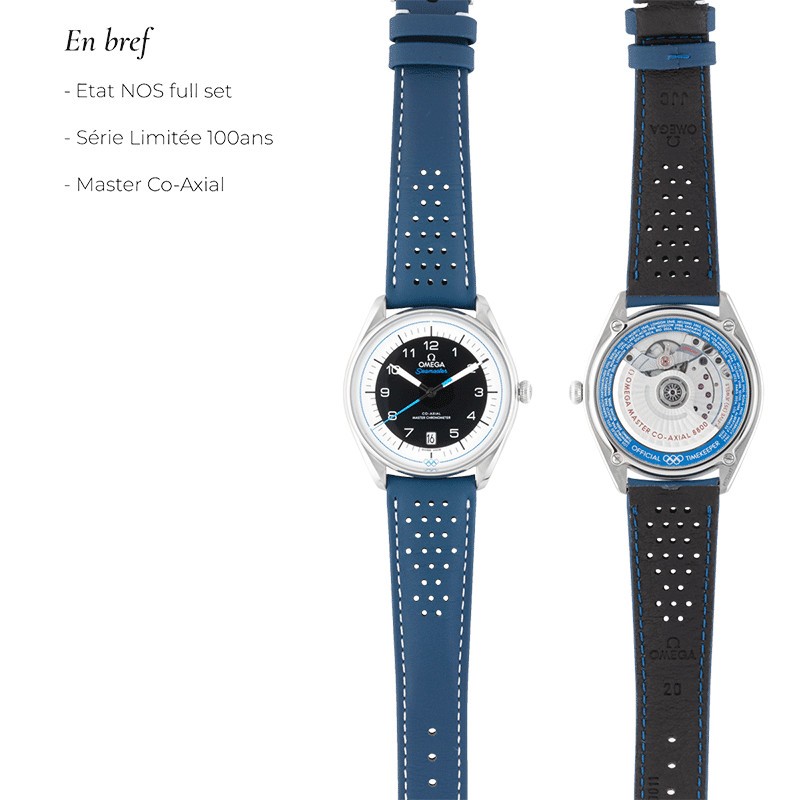 Omega Seamaster Olympic Games watch white dial blue leather strap Limited Edition 2032 ex. 39.5 mm