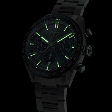 Montre TAG Heuer Carrera Calibre Heuer 02 chronographe cadran bleu bracelet acier 44 mm CBN2A1A.BA0643