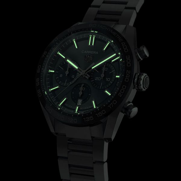 Montre TAG Heuer Carrera Calibre Heuer 02 chronographe cadran bleu bracelet acier 44 mm CBN2A1A.BA0643