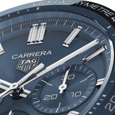 Montre TAG Heuer Carrera Calibre Heuer 02 chronographe cadran bleu bracelet acier 44 mm CBN2A1A.BA0643
