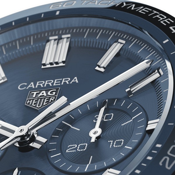 Montre TAG Heuer Carrera Calibre Heuer 02 chronographe cadran bleu bracelet acier 44 mm CBN2A1A.BA0643