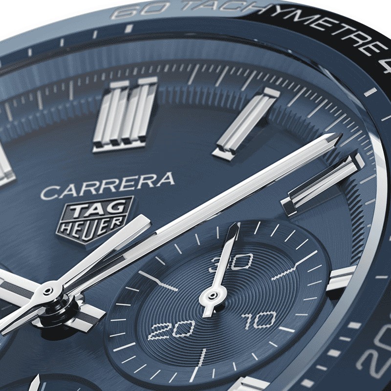 Montre TAG Heuer Carrera Calibre Heuer 02 chronographe cadran bleu bracelet acier 44 mm CBN2A1A.BA0643