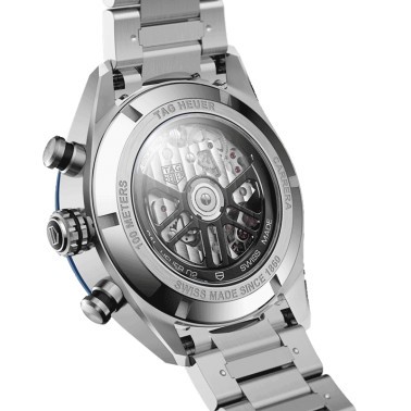 Montre TAG Heuer Carrera Calibre Heuer 02 chronographe cadran bleu bracelet acier 44 mm CBN2A1A.BA0643