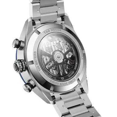 Montre TAG Heuer Carrera Calibre Heuer 02 chronographe cadran bleu bracelet acier 44 mm CBN2A1A.BA0643