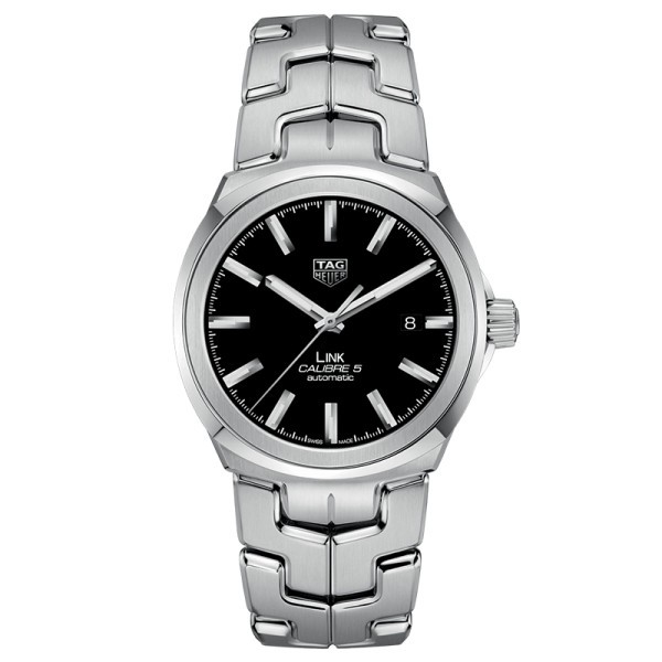 Montre TAG Heuer Link Calibre 5 cadran noir bracelet acier 41 mm WBC2110.BA0603