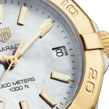 Montre TAG Heuer Aquaracer quartz cadran nacre bracelet acier bicolore 32 mm WBD1320.BB0320