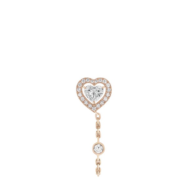 Earring Messika Joy Heart chain in pink gold and diamonds
