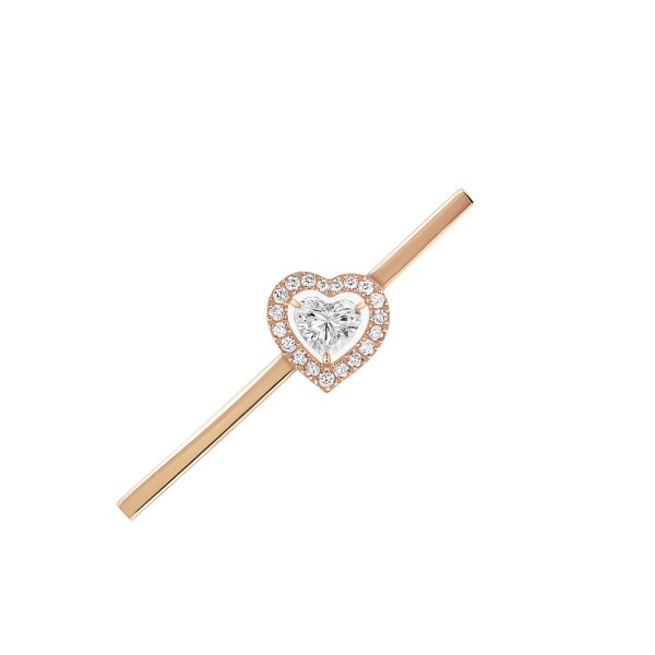 Earring Messika Joy Heart barrette in pink gold and diamonds