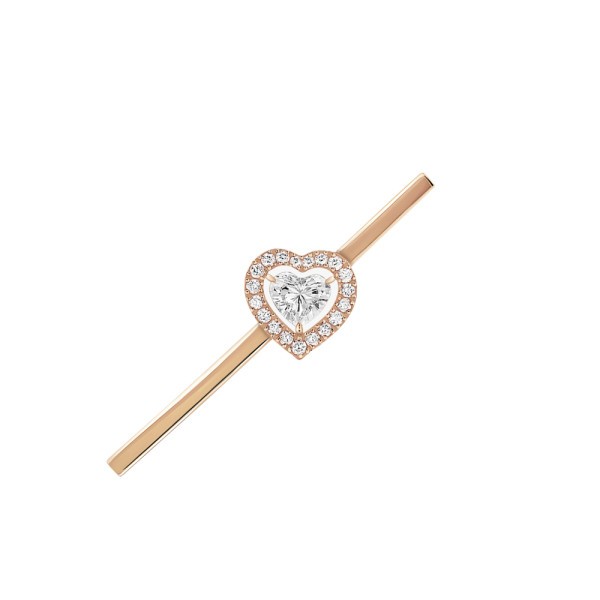 Earring Messika Joy Heart barrette in pink gold and diamonds
