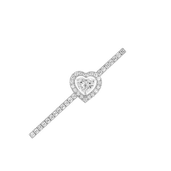 Earring Messika Joy Heart barrette paved in white gold and diamonds