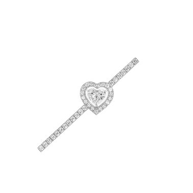 Earring Messika Joy Heart barrette paved in white gold and diamonds