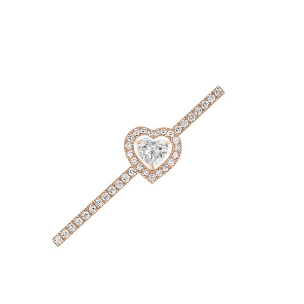 Earring Messika Joy Heart barrette paved in pink gold and diamonds