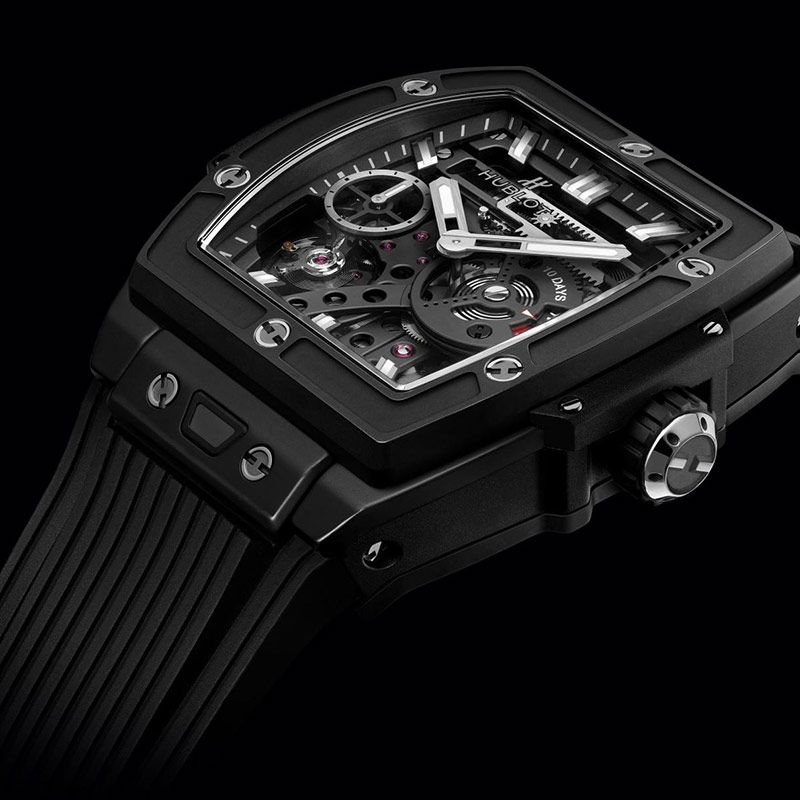 Montre Hublot Spirit of Big Bang Meca-10 Black Magic bracelet caoutchouc noir 45 mm