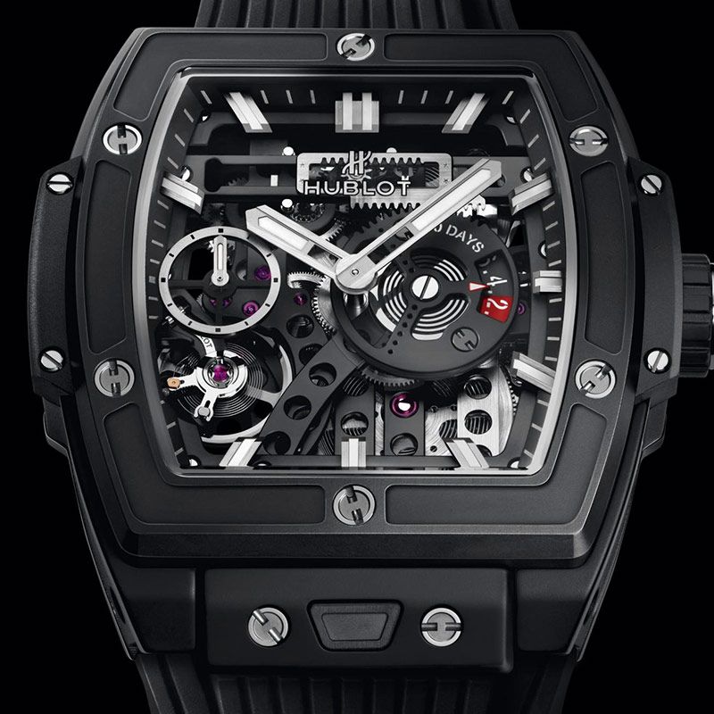 Montre Hublot Spirit of Big Bang Meca-10 Black Magic bracelet caoutchouc noir 45 mm