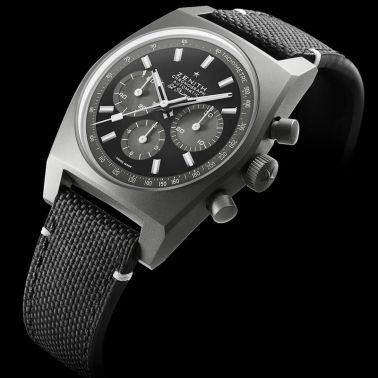 Montre Zenith Chronomaster Revival Shadow cadran gris bracelet cuir noir 37 mm