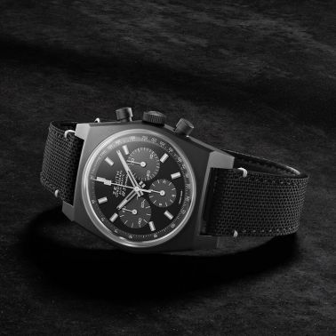 Zenith Chronomaster Revival Shadow watch grey dial black leather strap 37 mm