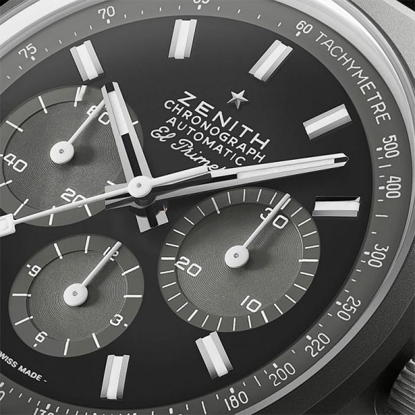 Zenith Chronomaster Revival Shadow watch grey dial black leather strap 37 mm