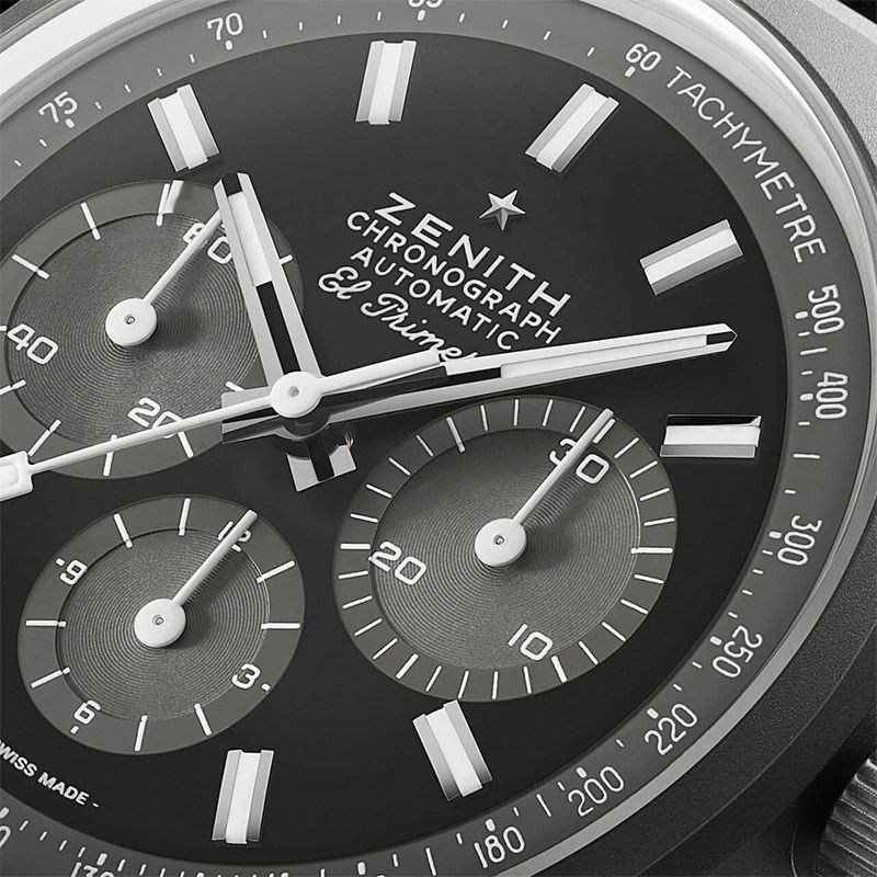 Zenith Chronomaster Revival Shadow watch grey dial black leather strap 37 mm