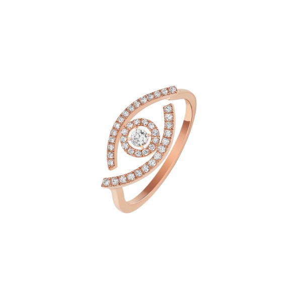 Ring Messika Lucky Eye Paved in pink gold and diamonds