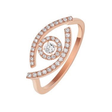 Bague Messika Lucky Eye Pavée en or rose et diamants