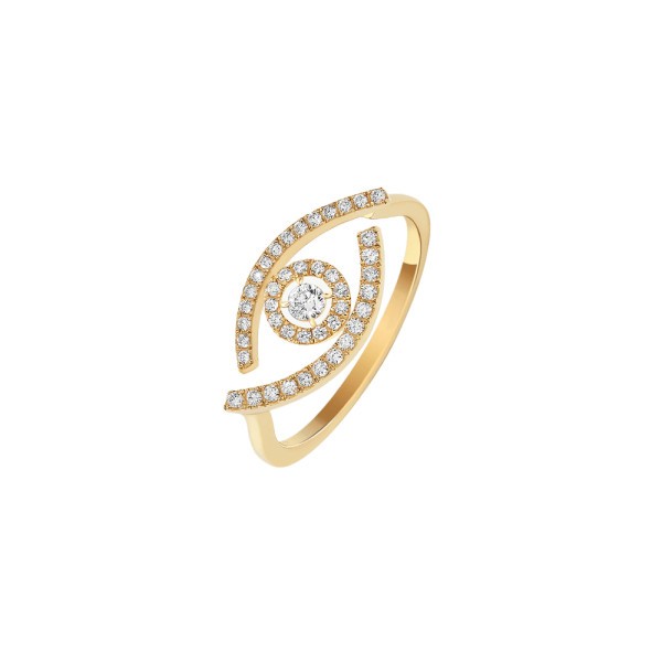 Ring Messika Lucky Eye Paved in yellow gold and diamonds