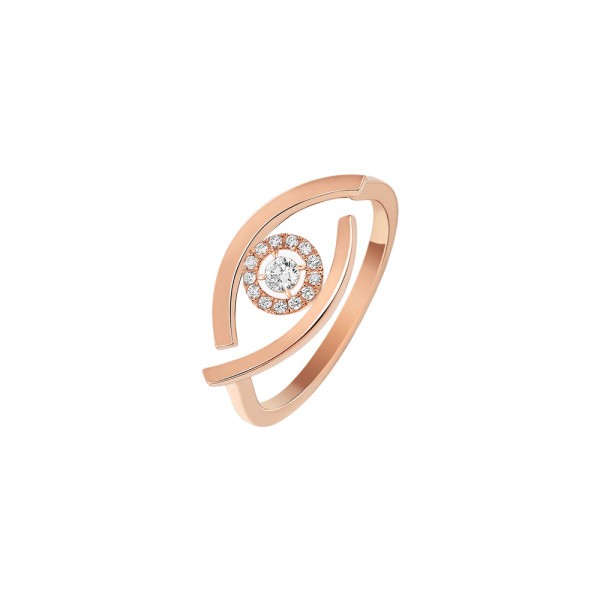 Ring Messika Lucky Eye in pink gold and diamonds