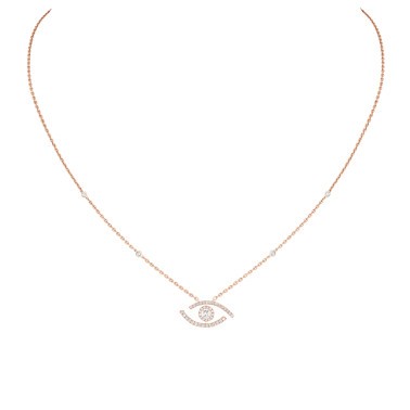 Collier Messika Lucky Eye Pavé en or rose et diamants