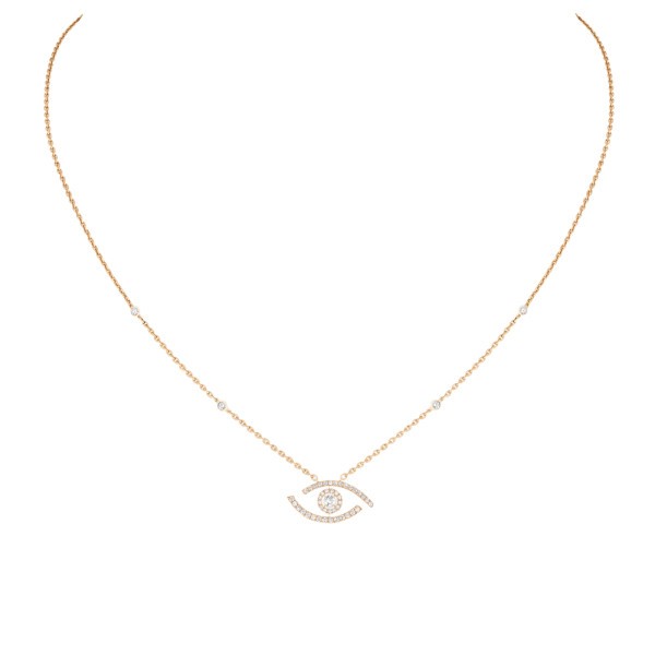 Necklace Messika Lucky Eye Paved in yellow gold and diamonds