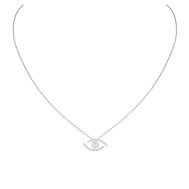 Collier Messika Lucky Eye Pavé en or blanc et diamants