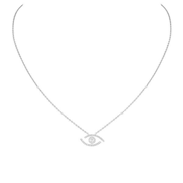 Collier Messika Lucky Eye Pavé en or blanc et diamants