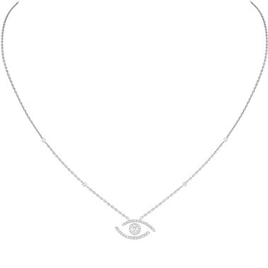 Collier Messika Lucky Eye Pavé en or blanc et diamants