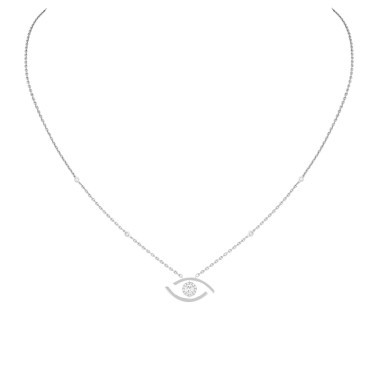 Collier Messika Lucky Eye en or blanc et diamants