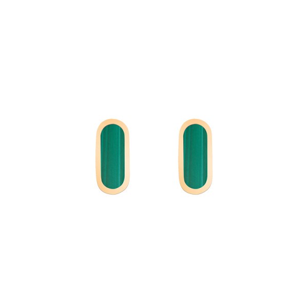 Boucles d'oreilles So Shocking Première fois en or jaune et malachite