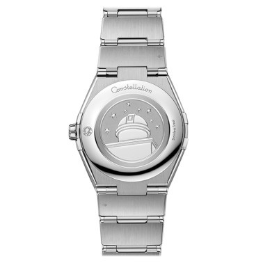 Omega Constellation quartz watch black dial steel stainless bracelet 36 mm