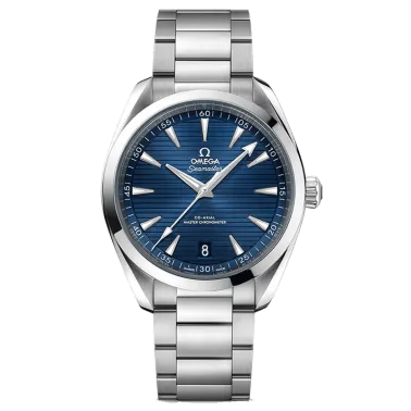 Omega Seamaster Aqua Terra 150m Co-Axial Master Chronometer watch blue dial date steel stainless bracelet 41 mm