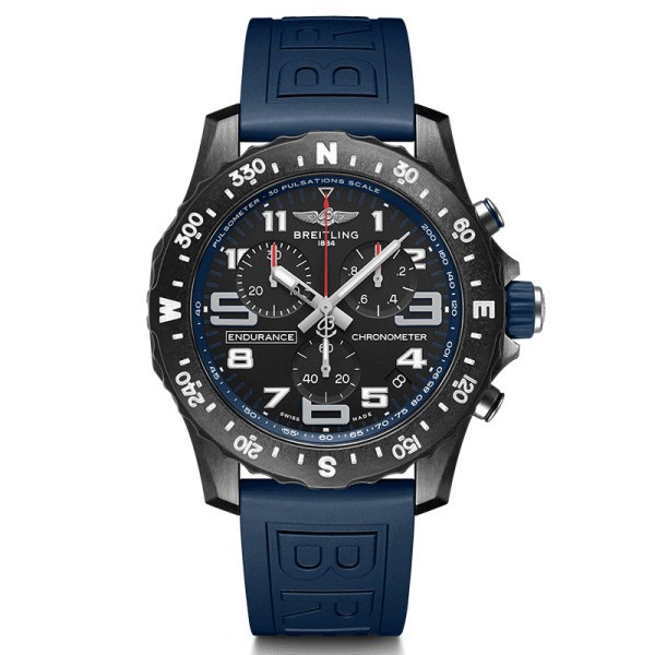 Breitling Professional Endurance Pro watch black dial blue rubber bracelet 44 mm