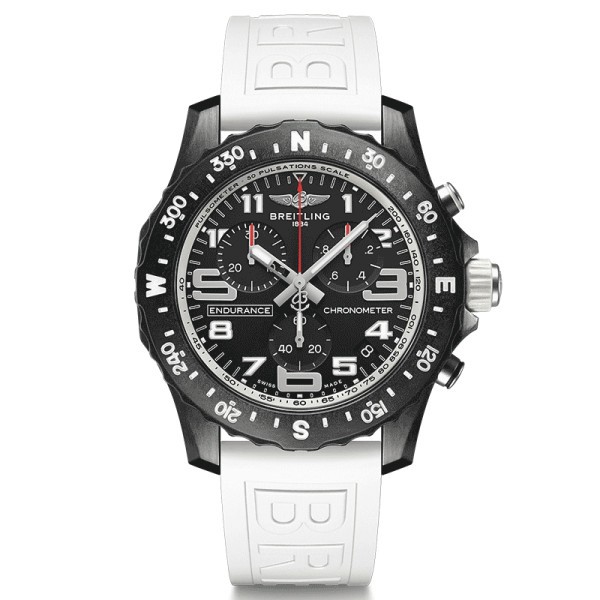 Montre Breitling Professional Endurance Pro cadran noir bracelet caoutchouc blanc 44 mm X82310A71B1S1