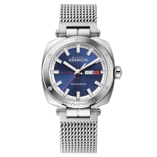 Michel Herbelin Newport Heritage automatic watch blue dial milanese mesh strap 42 mm